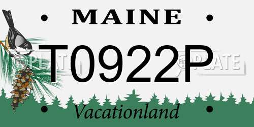 T0922P Maine License Plate