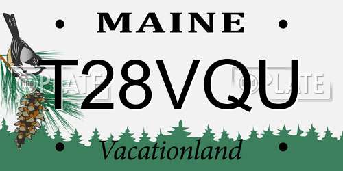 T28VQU Maine License Plate