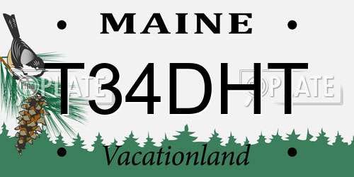 T34DHT Maine License Plate