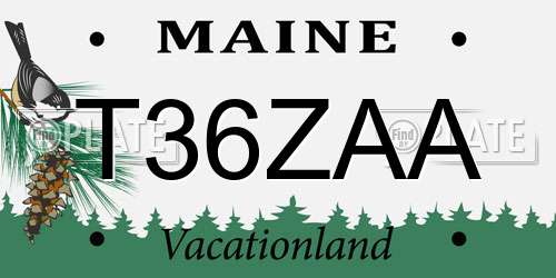 T36ZAA Maine License Plate