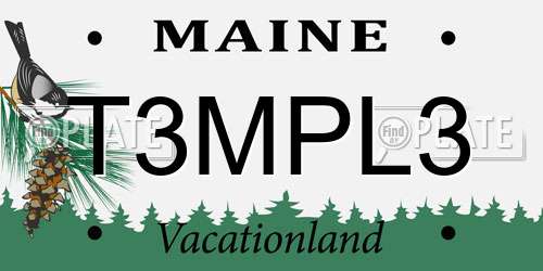 T3MPL3 Maine License Plate