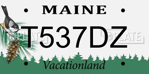 T537DZ Maine License Plate