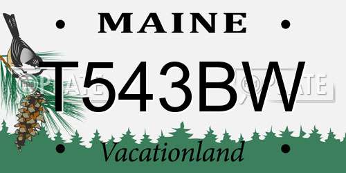 T543BW Maine License Plate