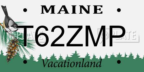 T62ZMP Maine License Plate