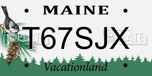 T67SJX Maine License Plate