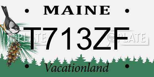 T713ZF Maine License Plate