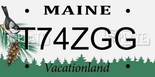 T74ZGG Maine License Plate