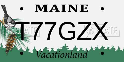 T77GZX Maine License Plate