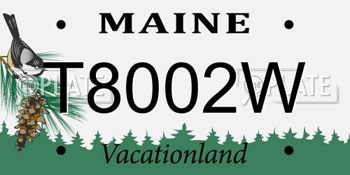 T8002W Maine License Plate