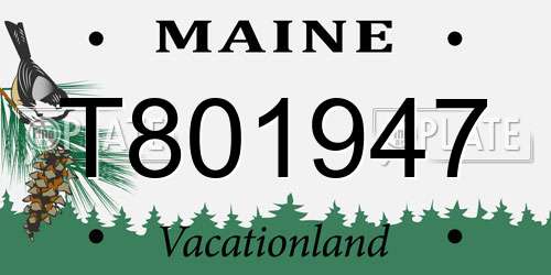 T801947 Maine License Plate