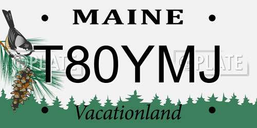 T80YMJ Maine License Plate