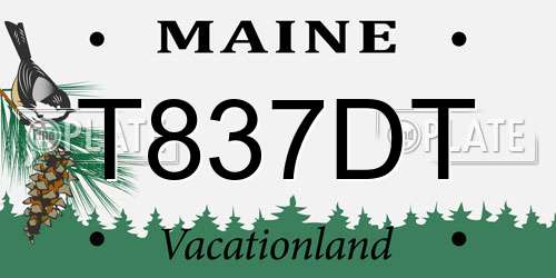 T837DT Maine License Plate