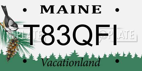 T83QFI Maine License Plate