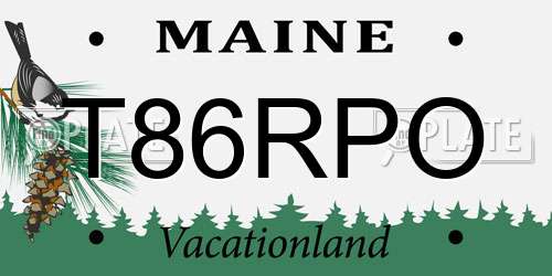 T86RPO Maine License Plate