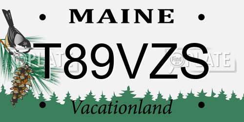 T89VZS Maine License Plate