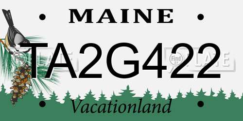 TA2G422 Maine License Plate