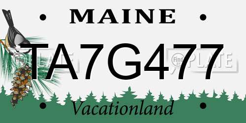 TA7G477 Maine License Plate