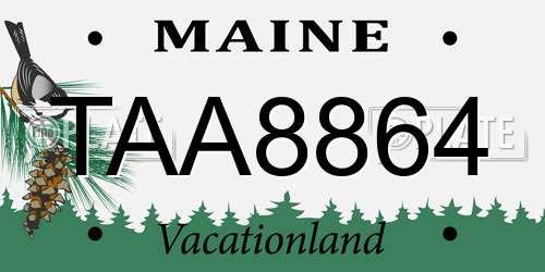 TAA8864 Maine License Plate