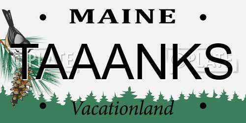 TAAANKS Maine License Plate