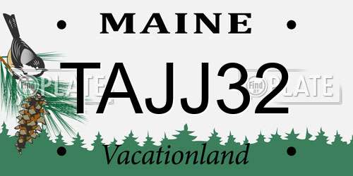 TAJJ32 Maine License Plate