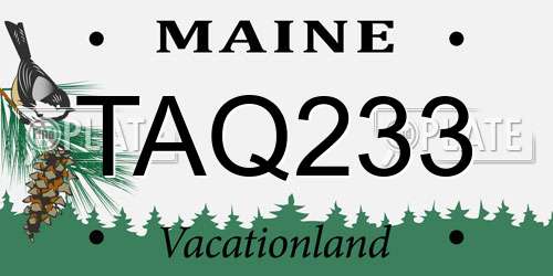 TAQ233 Maine License Plate