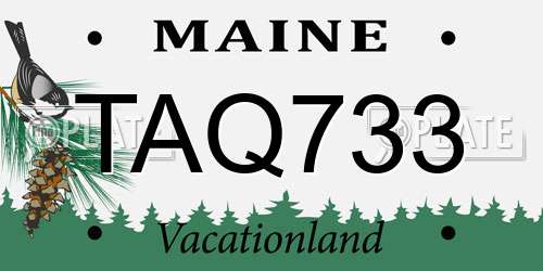TAQ733 Maine License Plate
