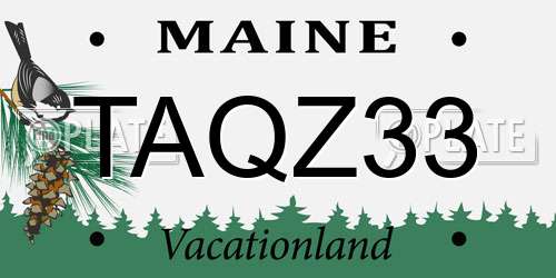 TAQZ33 Maine License Plate