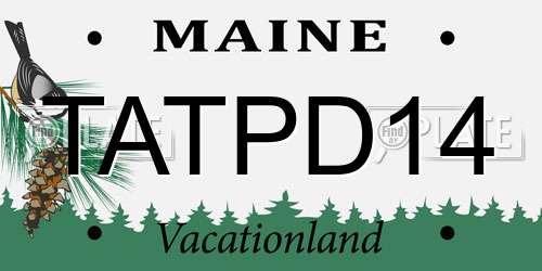 TATPD14 Maine License Plate