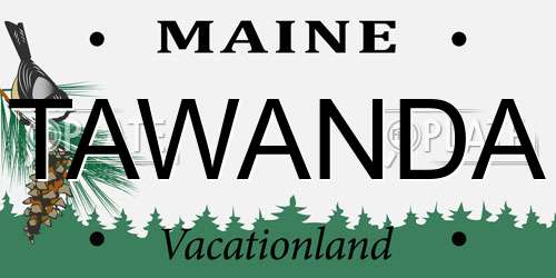 TAWANDA Maine License Plate