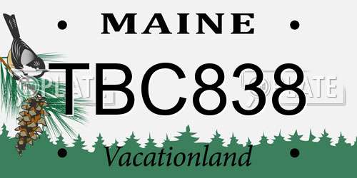 TBC838 Maine License Plate