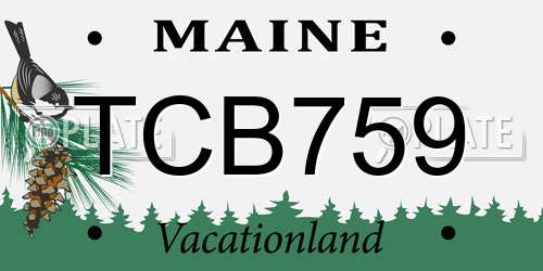 TCB759 Maine License Plate