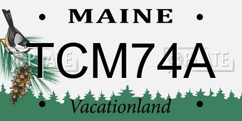 TCM74A Maine License Plate