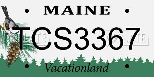 TCS3367 Maine License Plate