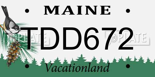 TDD672 Maine License Plate