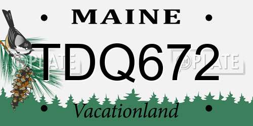 TDQ672 Maine License Plate
