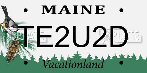 TE2U2D Maine License Plate