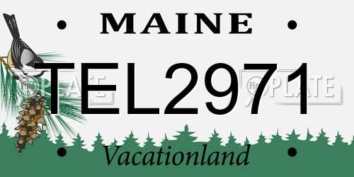 TEL2971 Maine License Plate