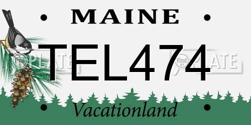TEL474 Maine License Plate
