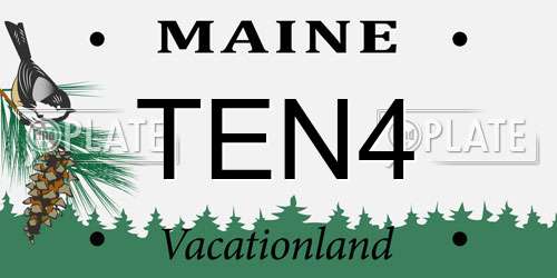 TEN4 Maine License Plate