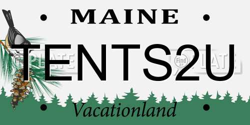 TENTS2U Maine License Plate