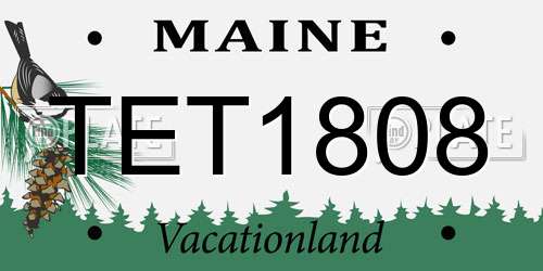 TET1808 Maine License Plate