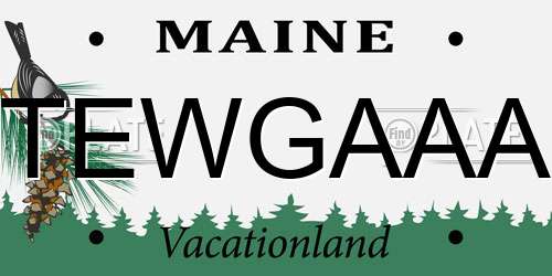 TEWGAAA Maine License Plate