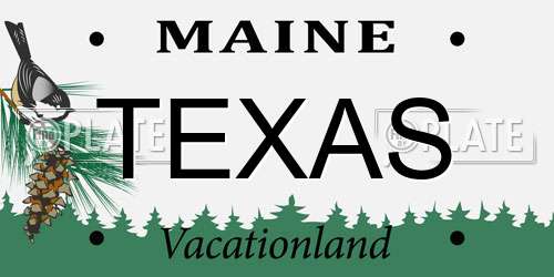 TEXAS Maine License Plate