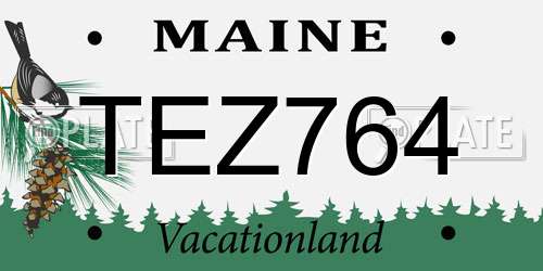 TEZ764 Maine License Plate