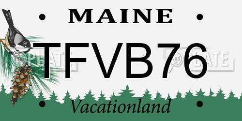 TFVB76 Maine License Plate