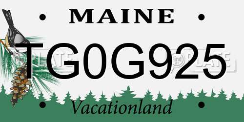 TG0G925 Maine License Plate