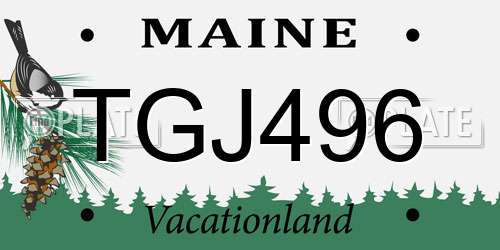 TGJ496 Maine License Plate