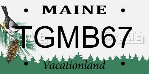 TGMB67 Maine License Plate
