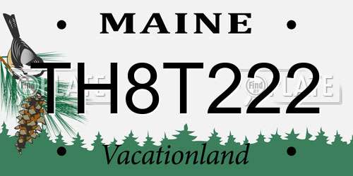 TH8T222 Maine License Plate