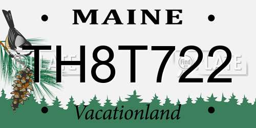 TH8T722 Maine License Plate